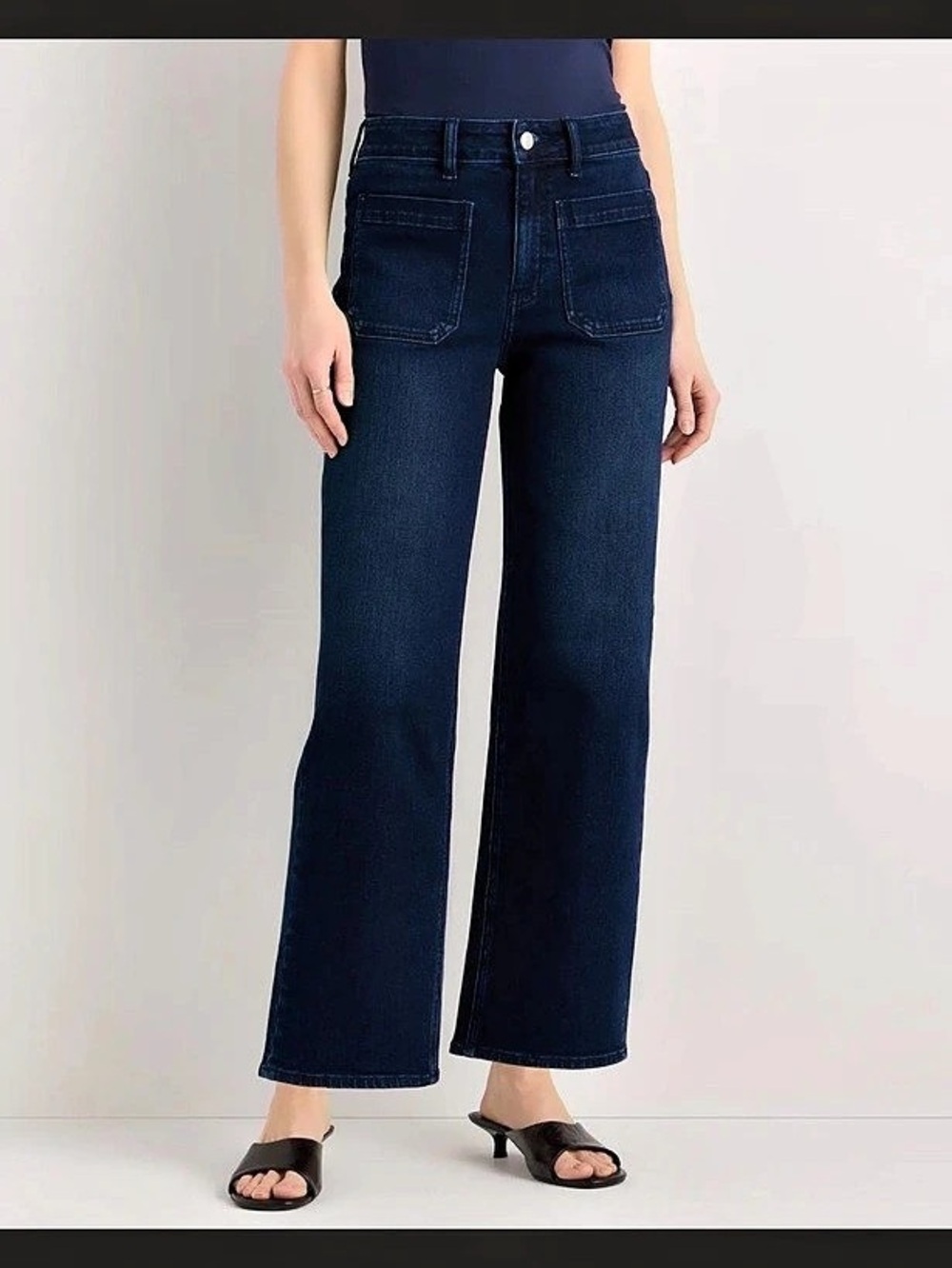 Quince Bella Stretch Patch Pocket Wide Leg Jeans Waist 26